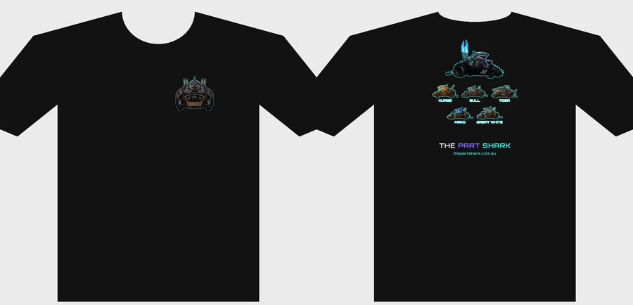 Bull tee, front (left) and back (right)