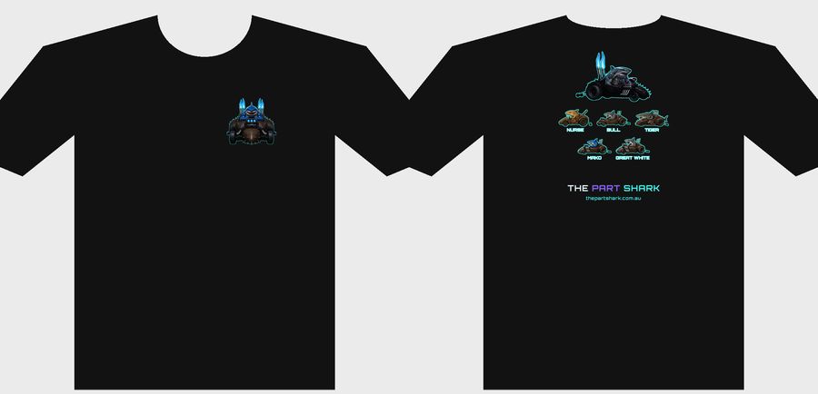 Mako tee, front (left) and back (right)