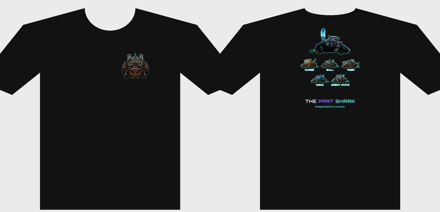 Tiger tee, front (left) and back (right)